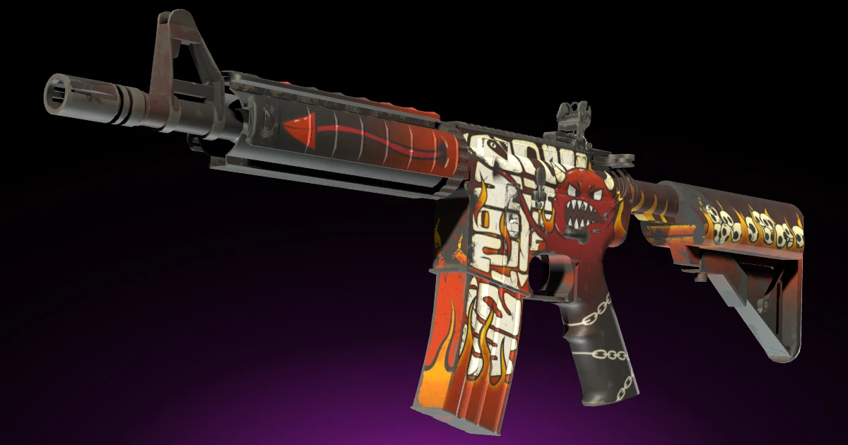 M4A4 | Hellfire skin in CS2